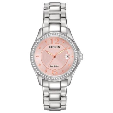 Citizen  - Womens Silhouette Swarovski Crystal Eco-Drive Watch Pink Dial