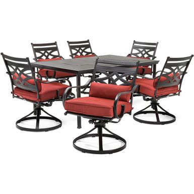 Montclair 7pc: 6 Swivel Rockers, 40x66" Dining Table