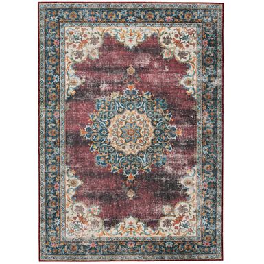 Walter Ivory And Burgundy 3X5 Washable Area Rug