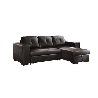 ACME Lloyd Reversible Sectional Sofa w/Sleeper & Storage, Black Synthetic Leather