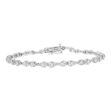 .925 Sterling Silver 1/2 cttw Miracle-Set Diamond Pear Shaped Link Bracelet (I-J Color, I3 Clarity) - Size 7.25"