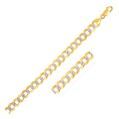 7.0mm 14k Two Tone Gold Pave Curb Bracelet (8.5 Inch)