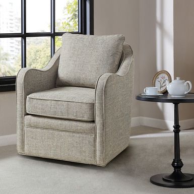 Grey Multi Brianne Wide Seat Swivel Arm Chair