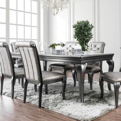 Transitional Wood Extendable Dining Table in Gray