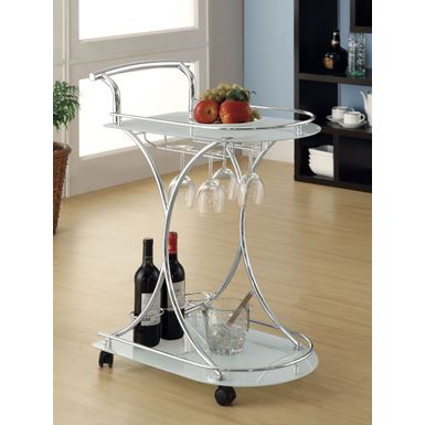 Elfman 2-shelve Serving Cart Chrome and White