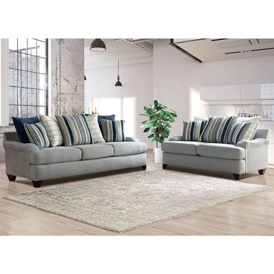 Transitional Chenille 2-Piece Sofa Set in Gray