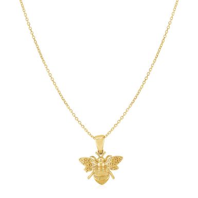 14K Yellow Gold Bee Necklace (18 Inch)