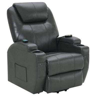 Sanger Upholstered Power Lift Recliner Chair with Massage Charcoal Grey