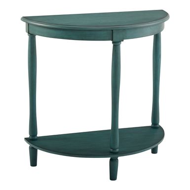 Transitional Wood 1-Shelf Console Table in Antique Teal