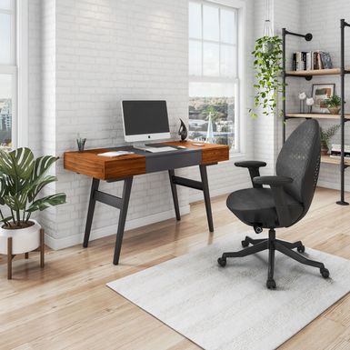 Modern Multi Storage Computer Desk with Storage, Pine