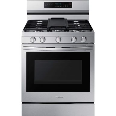 Samsung - 6.0 Cu. Ft. Freestanding Gas Convection+ Range with WiFi and No-Preheat Air Fry - Stainless Steel