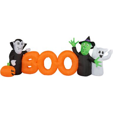 10-ft. Wide Prelit Inflatable Boo Sign with Vampire, Ghost, and Witch