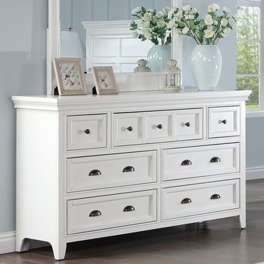 Transitional Wood 7-Drawer Chest in White