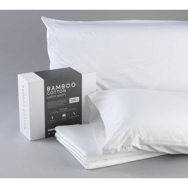 FlexSleep Bamboo Cotton White Sheets Queen