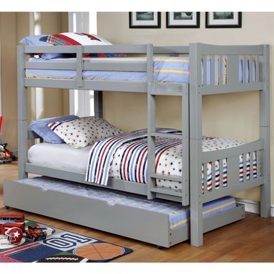 Transitional Wood Twin over Twin Bunk Bed in Gray