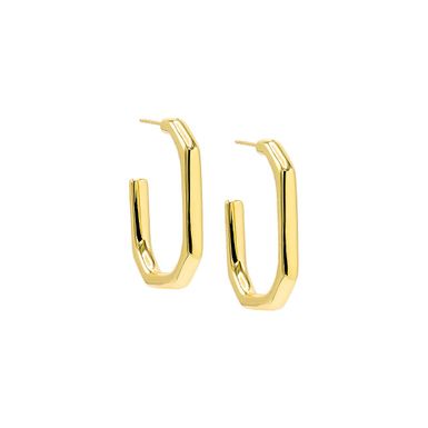 Solid Octagon Shaped Open Hoop Earring