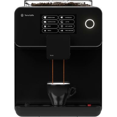 Terra Kaffe - Super Automatic Programmable Espresso Machine with 9 Bars of Pressure, Milk Frother, & Automatic Grinder - Black