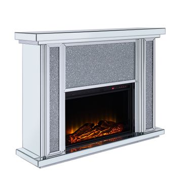 ACME Noralie Fireplace, Mirrored, Faux Diamonds