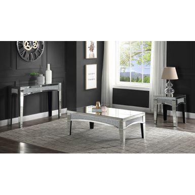 ACME Noralie End Table, Mirrored & Faux Diamonds