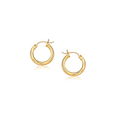 14k Yellow Gold Hoop Earring with Diamond Cut Finish (20mm Diameter)