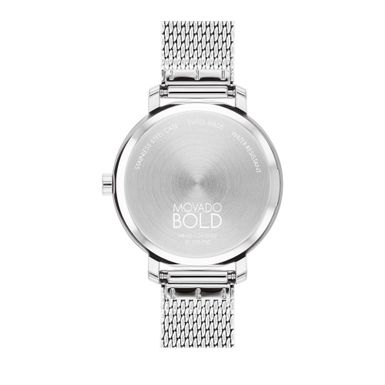 Movado - Ladies' Bold Evolution 2.0 Silver-Tone Stainless Steel Mesh Watch Silver Dial