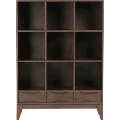 Simpli Home Harper - bookcase - 3 drawers - walnut brown