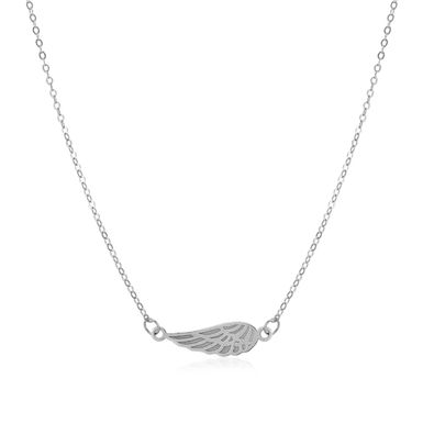 14K White Gold Angel Wing Necklace (18 Inch)