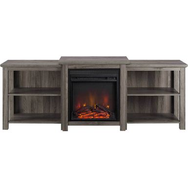 Walker Edison - Traditional Open Storage Tiered Mantle Fireplace TV Stand for Most TVs up to 85 - Slate Grey