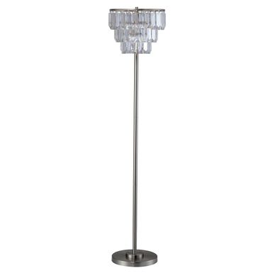 Transitional Metal Floor Lamp in Light Silver/Clear