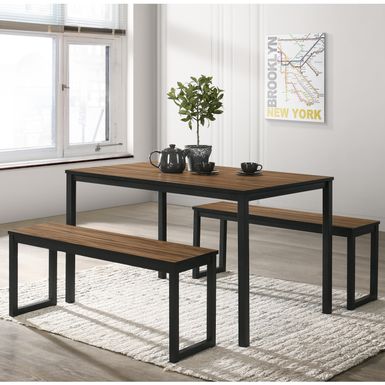 Industrial Wood 3-Piece Counter Height Dining Set in Walnut/Black