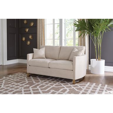 Corliss Upholstered Arched Arms Loveseat Beige