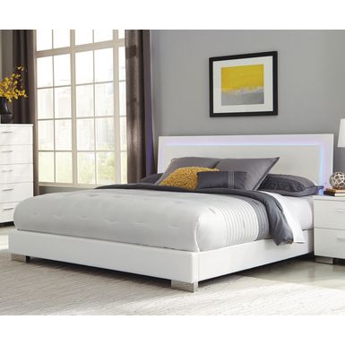 Felicity Queen Panel Bed with LED Lighting Glossy White