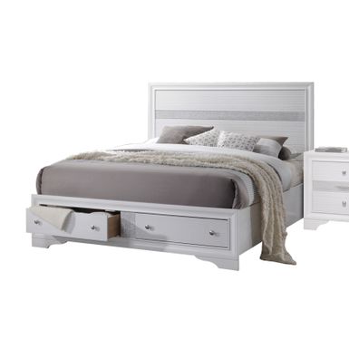 ACME Naima Eastern King Bed w/Storage, White