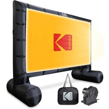 Kodak - Giant Inflatable Projector Screen Outdoor Movie Screen 14.5 ft. Blow Up Projector Screen with Pump and Carrying Case - White