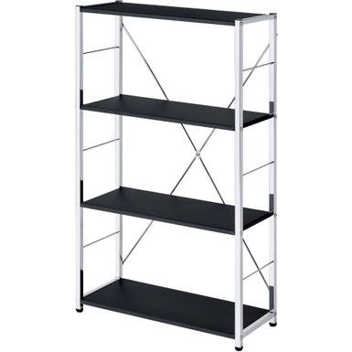 ACME Tennos Bookshelf, Black & Chrome Finish