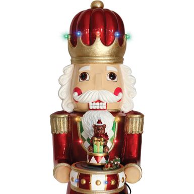 Fraser Hill Farm 4-Ft. Metallic Nutcracker Statue with LED Lights and Music