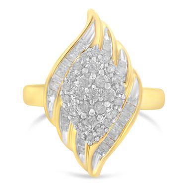 10K Yellow Gold Plated .925 Sterling Silver Diamond Cocktail Ring (3/4 Cttw, I-J Color, I2-I3 Clarity) - Size 6