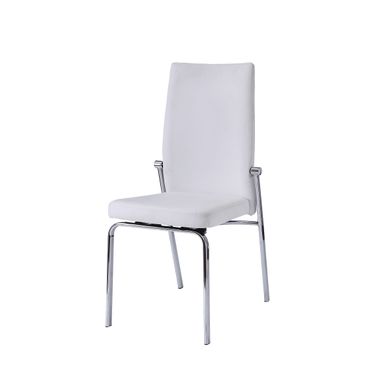 ACME Osias Side Chair (Set-2), White Synthetic Leather & Chrome