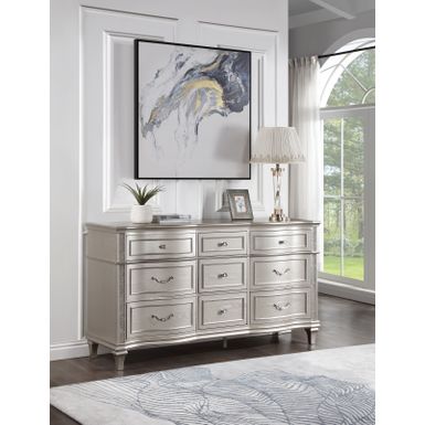 Evangeline 9-Drawer Dresser Silver Oak