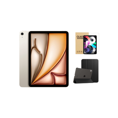 Apple - 11-inch iPad Air (Latest Model) M2 chip Wi-Fi 128GB - Starlight With Black Case Bundle