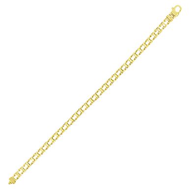 14k Yellow Gold Men's Bracelet with Rail Motif Links (8.5 Inch)