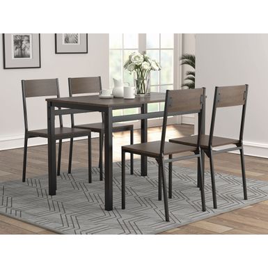 Lana 5-piece Rectangular Dining Table Set Dark Brown and Matte Black