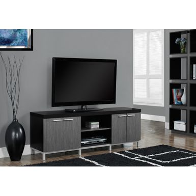 TV Stand/ 60 Inch/ Console/ Media Entertainment Center/ Storage Cabinet/ Living Room/ Bedroom/ Laminate/ Black/ Grey/ Contemporary/ Modern