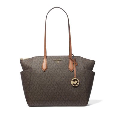 Michael Kors Marilyn Signature Medium Top Zip Tote-Brown/Acorn