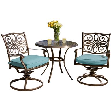 Traditions 3pc: 2 Swivel Rockers, 32" Round Cast Table