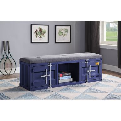 ACME Cargo Bench w/Storage, Gray Fabric & Blue