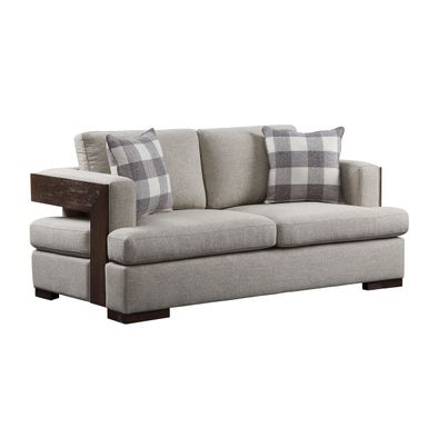 ACME Niamey Loveseat w/2 Pillows, Fabric & Walnut