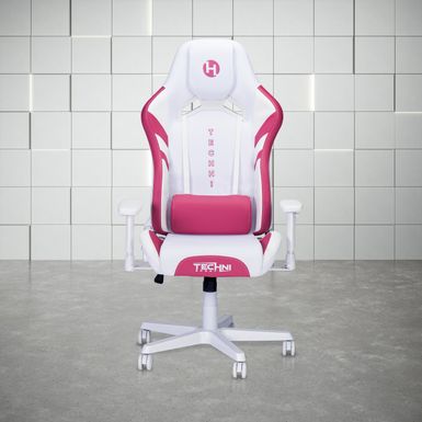 Echo Gaming Chair, White with Pink