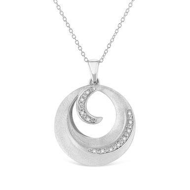 .925 Sterling Silver Pave-Set Diamond Accent Fashion Circle 18" Pendant Necklace (I-J Color, I1-I2 Clarity)