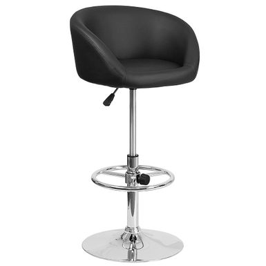 Alamont Home - Contemporary Adjustable Height Barstool - Black Vinyl